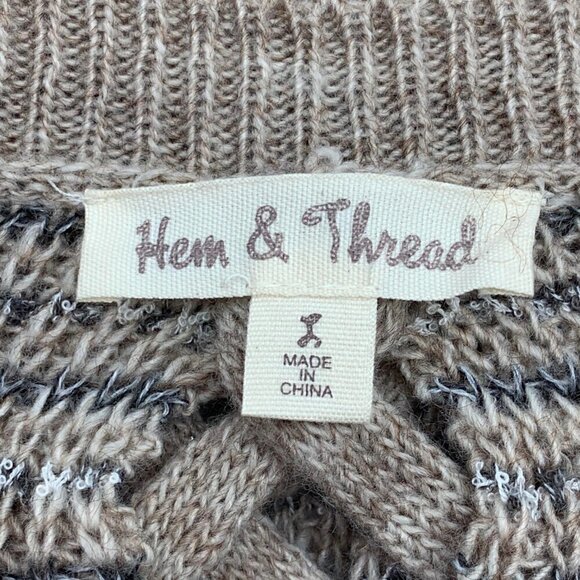 Hem & Thread Tan w/ Black & White Strips Sweater - Picture 4 of 6